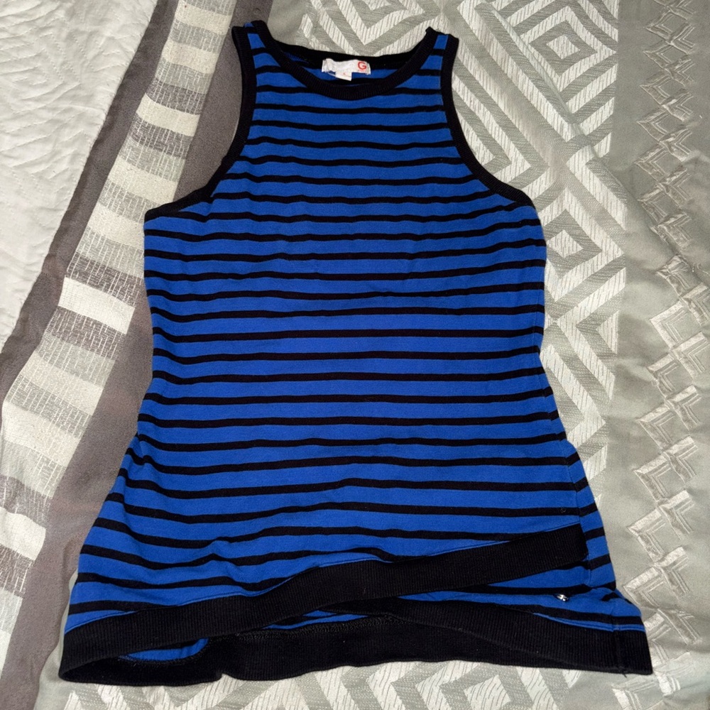 Striped Blue and Black Women's Top